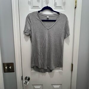 Gray V-Neck Women's Top